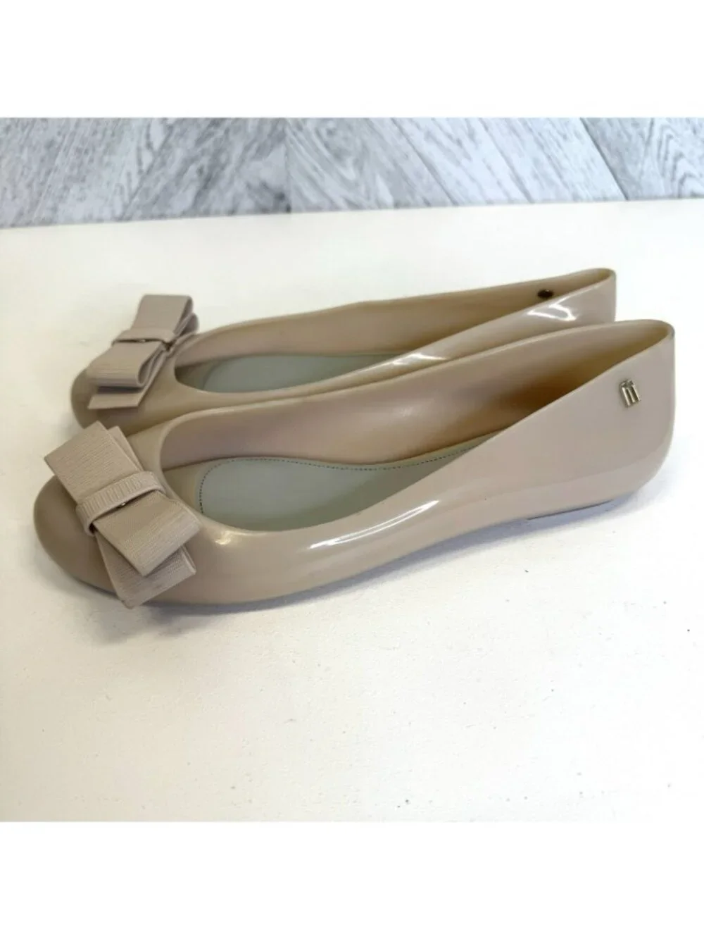 Melissa x Jason Wu Bow Jelly Ballet Flats Shoes Nude Blush Womens US Size 9